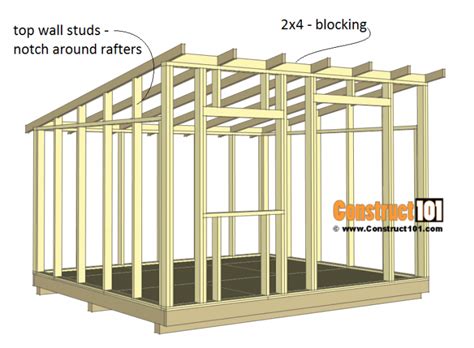 10x12 Lean To Shed Plans - Construct101 | Lean to shed, Wood shed plans ...