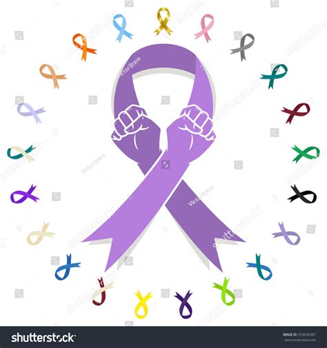 General Cancer Awareness Ribbon, Fight Against Cancer Concept, Vector ...