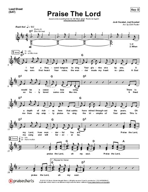 Praise The Lord Sheet Music PDF (C2C Music) - PraiseCharts