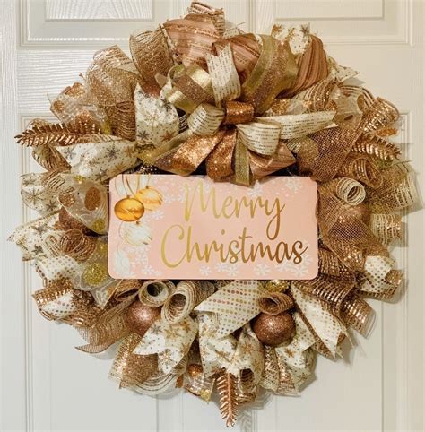 Rose Gold Merry Christmas Wreath