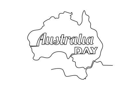 Premium Vector | An australian continent australia day oneline drawing