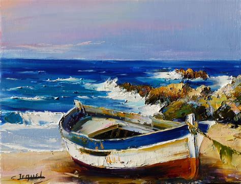 vieille barque | Painting gallery, Seascape paintings, Boat painting