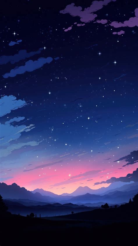 Midnight sky landscape outdoors horizon. | Premium Photo Illustration ...