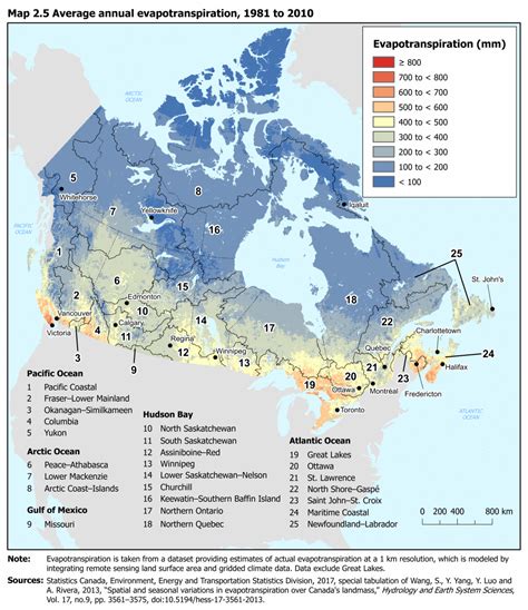 Map 2.5 Average annual evapotranspiration, 1981 to 2010