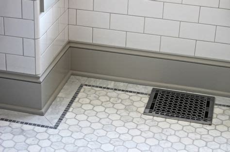 QUARTER design studio | Victorian Bathroom | Melrose, MA – detailed marble floor, grey baseboard ...