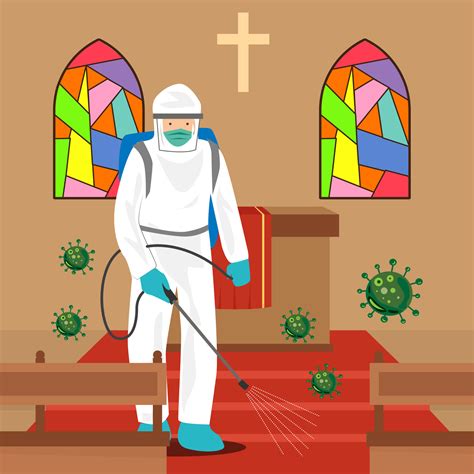 Illustration, vector, man wearing a disinfectant spray 17075206 Vector ...