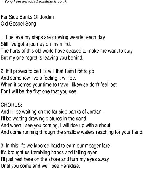 Far Side Banks Of Jordan - Christian Gospel Song Lyrics and Chords