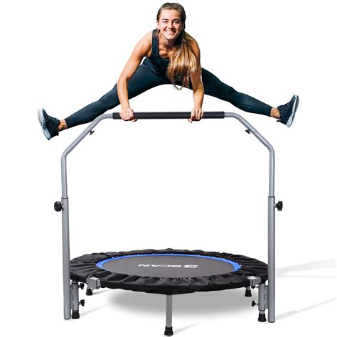 BCAN 48" Foldable Mini Trampoline for Adults Max Load 440lbs, Fitness Rebounder with Adjustable ...