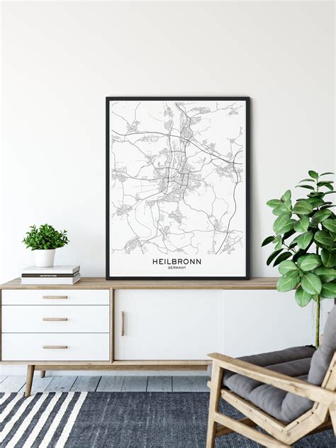 Heilbronn Map Print City Map Prints Heilbronn Map City | Etsy