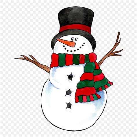 Winter Snowman Clipart Transparent PNG Hd, Vector Illustration Watercolor Hand Drawn Clip Art ...