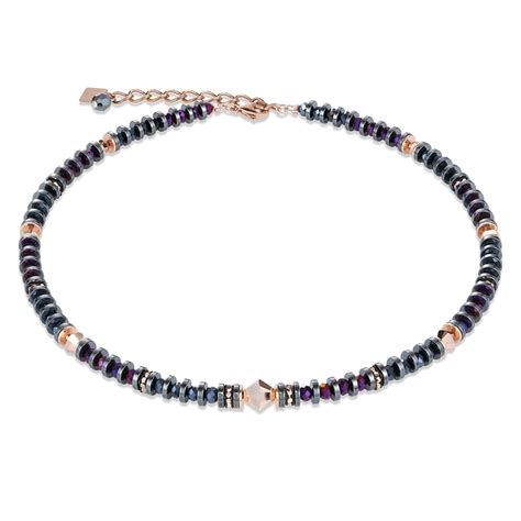 Coeur De Lion Necklace Hematite discs, Swarovski® Crystals & glass purple