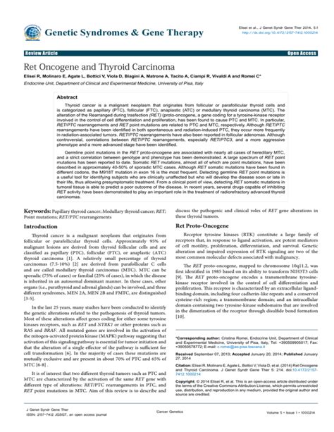 Ret Oncogene and Thyroid Carcinoma