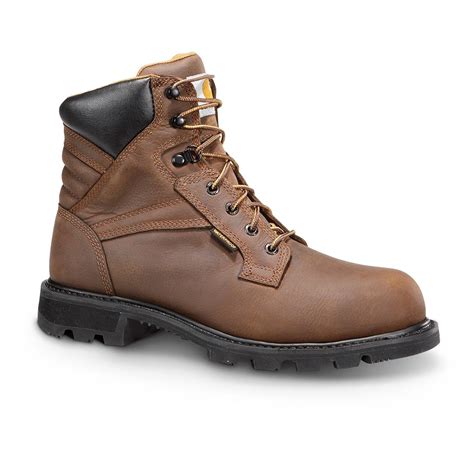 Carhartt Men's Steel Toe Work Boots, Waterproof, 6", Brown - 653958 ...