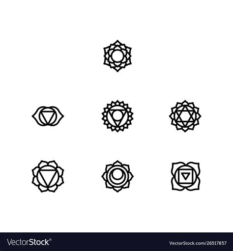 Chakra symbols set spiritual Royalty Free Vector Image