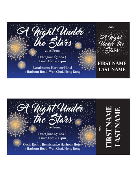 A Night Under the Stars Prom Ticket Design :: Behance