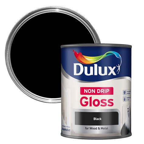 Dulux Interior & Exterior Black Gloss Wood & Metal Paint 750ml ...