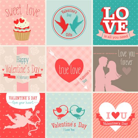 Valentine card vector set Vectors graphic art designs in editable .ai ...