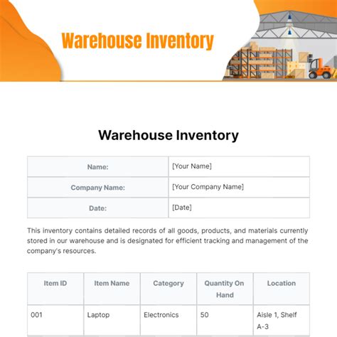 Warehouse Inventory Layout Template - Edit Online & Download Example ...