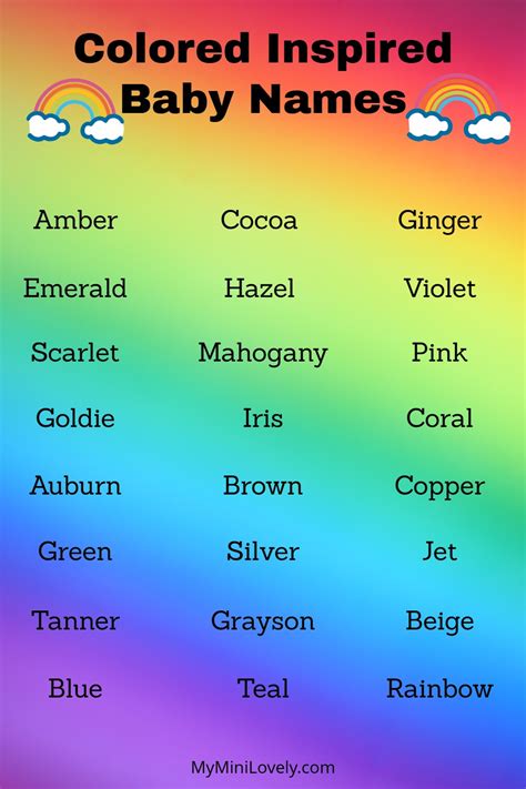 100 Colored Inspired Baby Names - MyMiniLovely