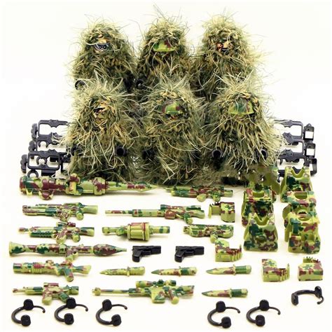 6pcs Camouflage soldier Ghillie Suit ww2 war army lego toys minifigure