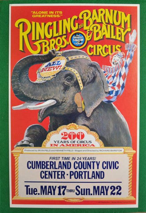 1975 Original Ringling Bros and Barnum & Bailey Circus Poster Portland ...