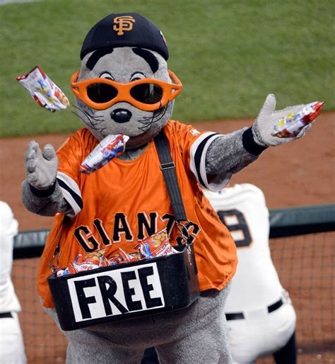 San Francisco Giants mascot Lou Seal throws out Cracker Jacks in Game ...