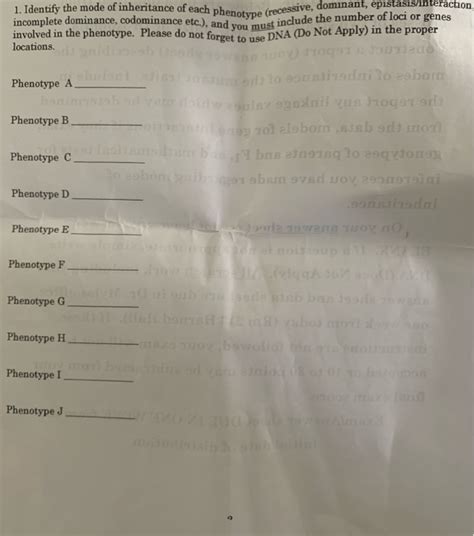 1. Identify the mode of inheritance of each phenotome | Chegg.com