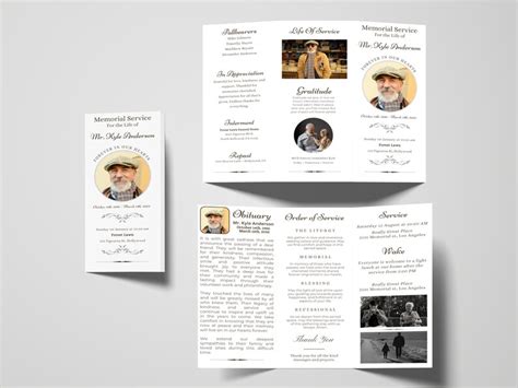 Simple Tri Fold Funeral Program Template Instant Download, Editable ...