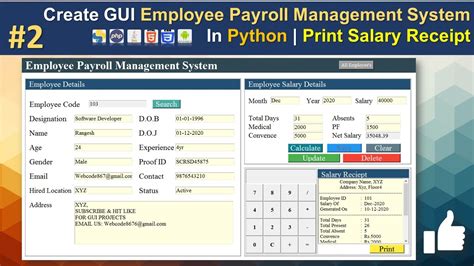 How to Create Employee Payroll Management System with Database in Python | Print Salary | #Part2 ...