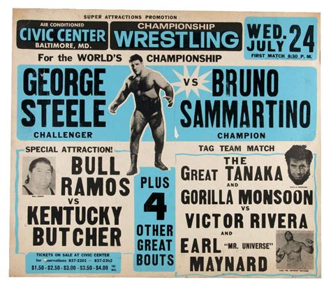 poster for July 24, 1963 professional wrestling exhibition at the Civic ...