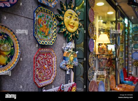 Italy, Sicily, Taormina, sicilian ceramics and decorated plates for ...