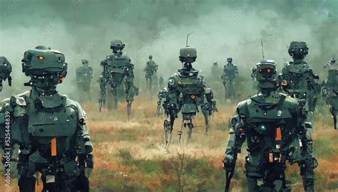 Robot AI army of the furture using military artificial intelligence AI enabled army with ...