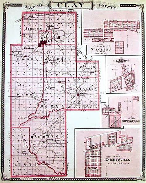 Map of Clay County, Indiana - Art Source International