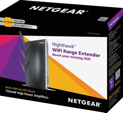 NETGEAR Nighthawk AC1900 Dual-Band Gigabit Mesh Capable Wi-Fi Range Extender Black EX7000-100NAS ...