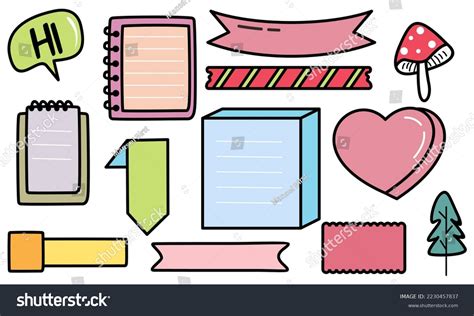 Cute Bullet Journal Notes Paper Ornament Stock Vector (Royalty Free ...