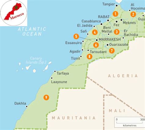 Morocco Tourist Attractions Map