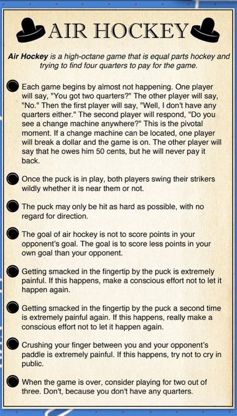 The Official Rules of Air Hockey