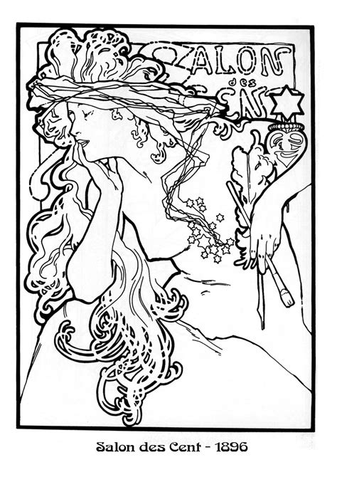 Alphonse Mucha Art Coloring Pages Alfons Maria Mucha, Alphonse Mucha ...
