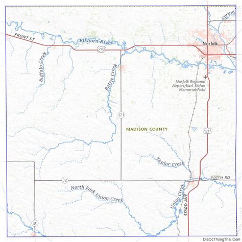 Map of Madison County, Nebraska