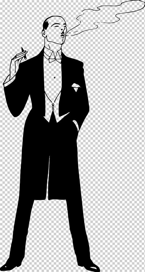 Traje de smoking fumar, smoking, monocromo, humano, dibujos animados png | Klipartz