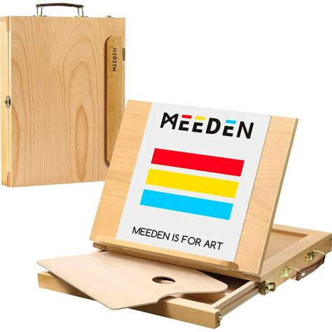 MEEDEN Wood Desk Table Easel with Drawer, Portable Art Studio for Painting, Drawing, Sketching ...