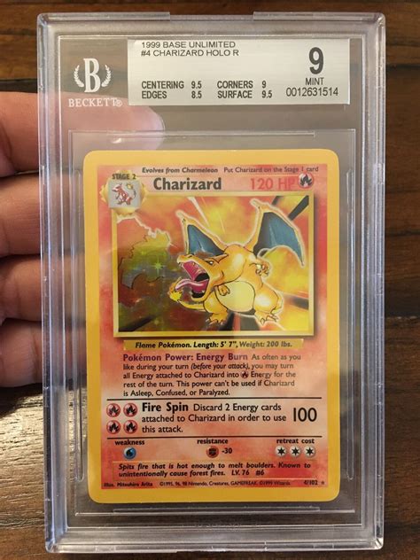 1999 Pokemon Base Set Unlimited Holo Charizard #4 BGS 9 MINT | eBay