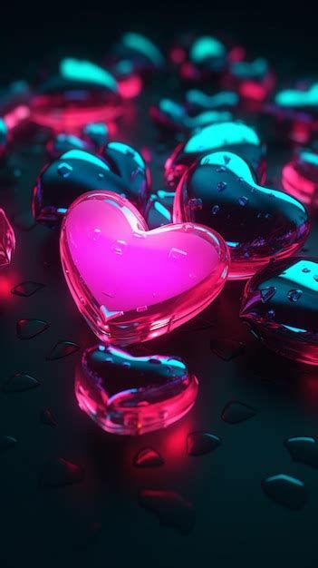 Premium AI Image | Pink hearts on a black background