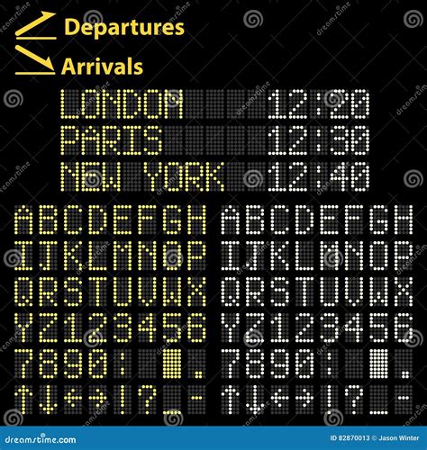 Airport Led Display Font stock vector. Illustration of departures ...