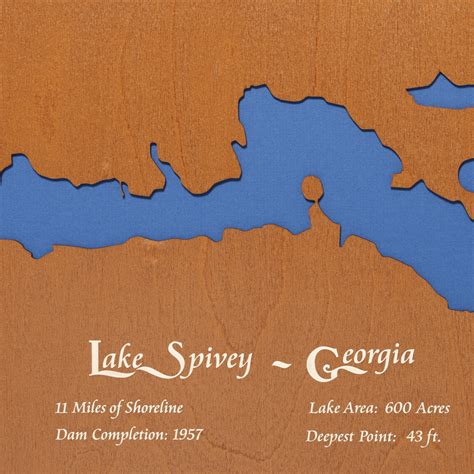 Lake Spivey, Georgia Stained Wood and Distressed White Frame Lake Map ...