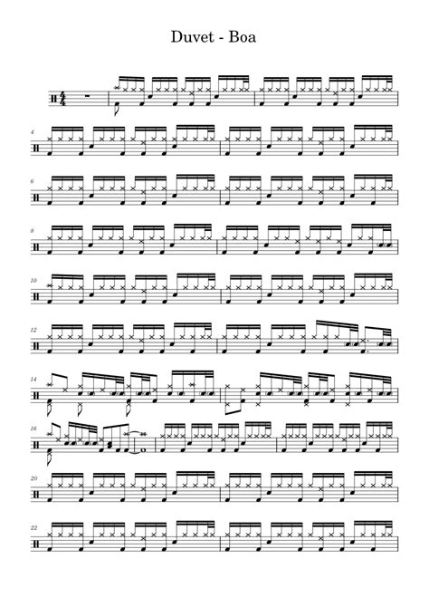 Duvet – BoA Boa - Duvet Drum tab Sheet music for Drum group (Concert Band) | Musescore.com