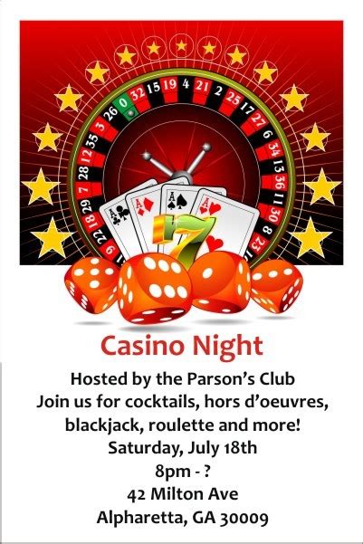 Casino Night Invitation Personalized Party Invites