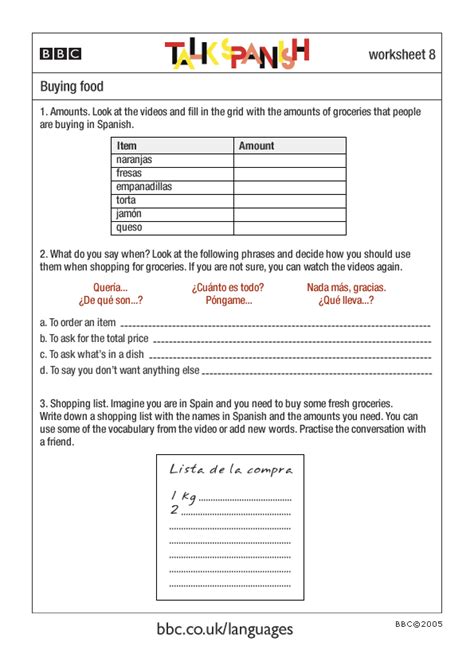 BBC - Languages - Talk Spanish - Asking for directions - Worksheet