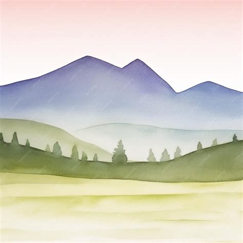 Premium AI Image | Watercolor painting of a mountain landscape with a ...