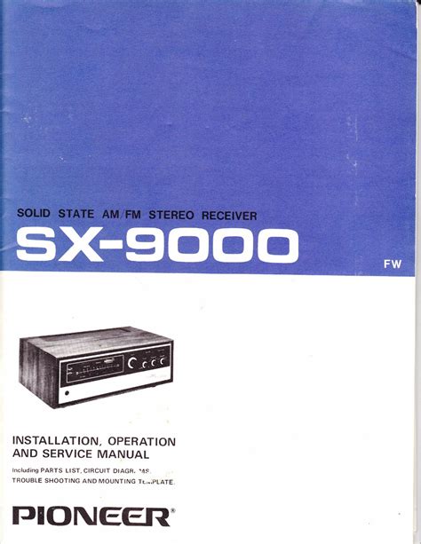 PIONEER SX-9000 INSTALLATION, OPERATION AND SERVICE MANUAL Pdf Download ...